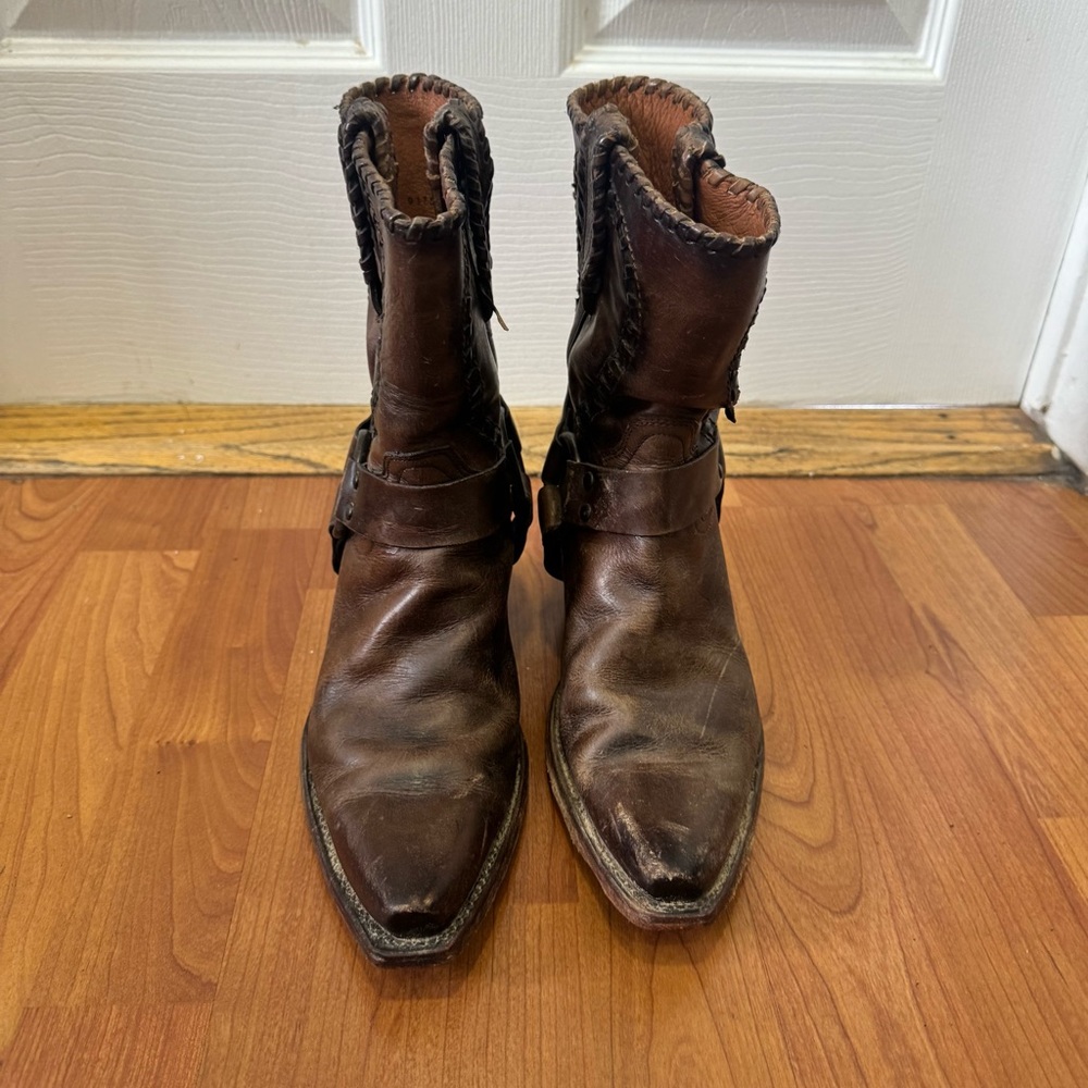 Vintage Brown Genuine Leather Western Boots